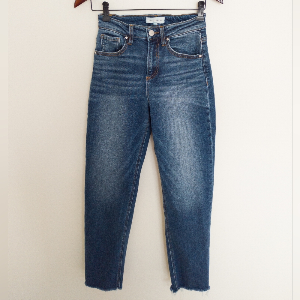 Risen High Rise Slim Barrel Leg Jeans Blue Size 24